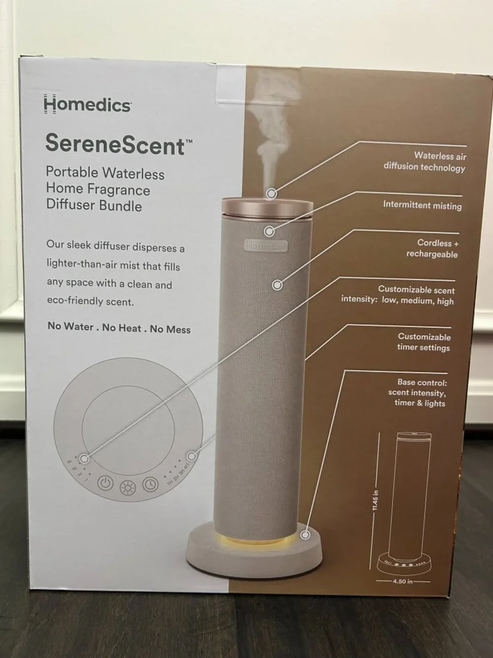 Homedics SereneScent Portable Waterless Home Fragrance Oil Diffuser Bundle - NWB